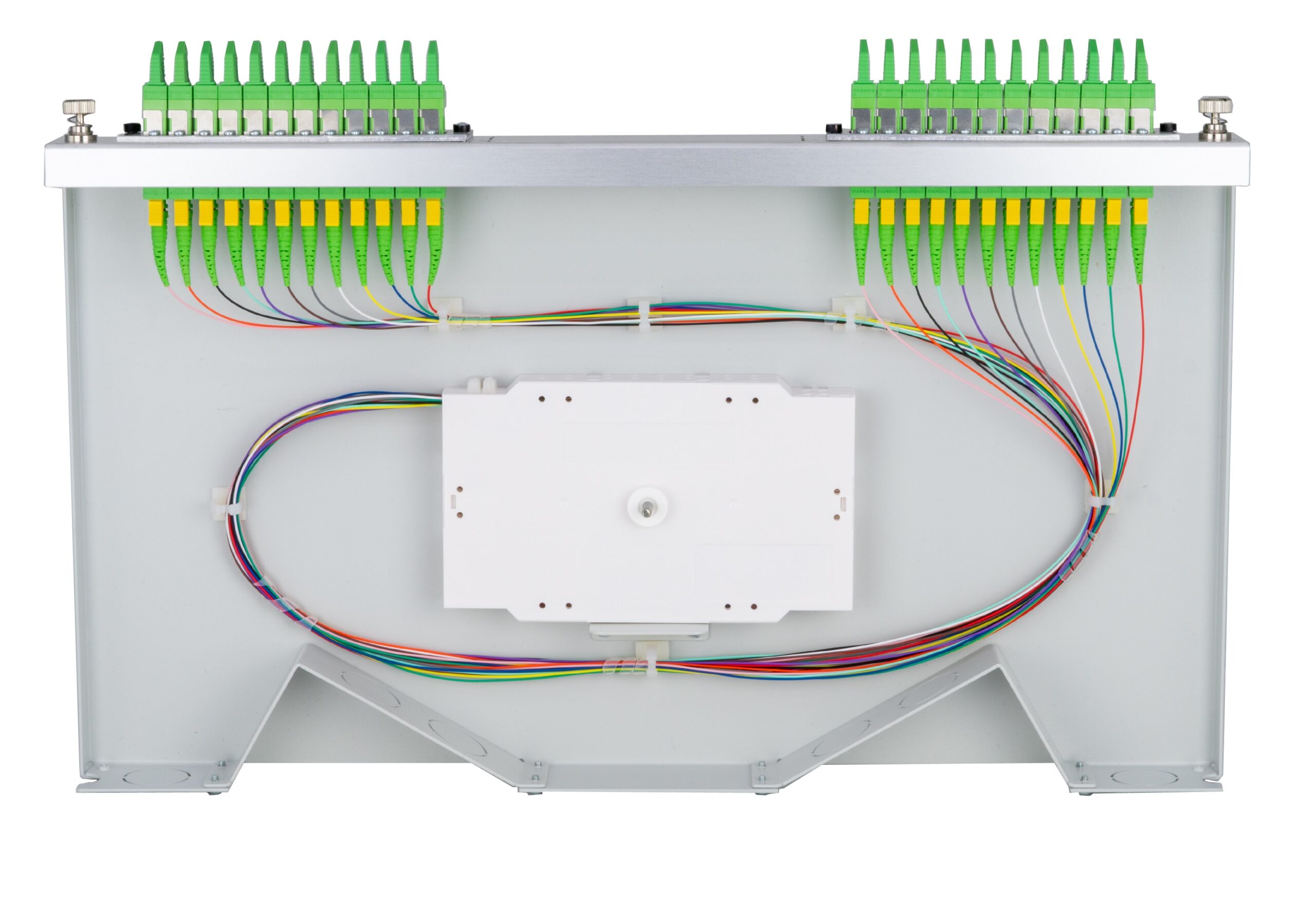 Maßgeschneiderte Spleißmodule für Windkraft - Aufsicht mit Spleißkassetten und DIAMOND E2000
