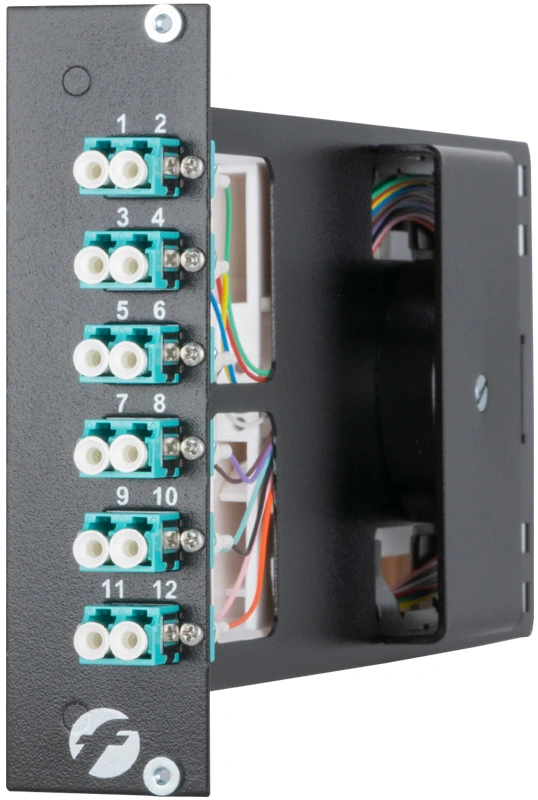 Splice modules for modular systems - SM 6LC DX 7TE H OM3 BLACK Splice module side view