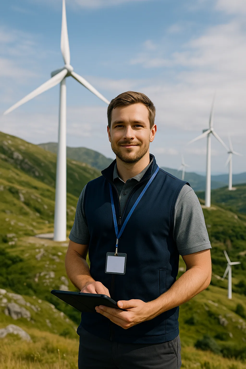 Wind turbine with fiber optic network connection for wind power and offshore projects