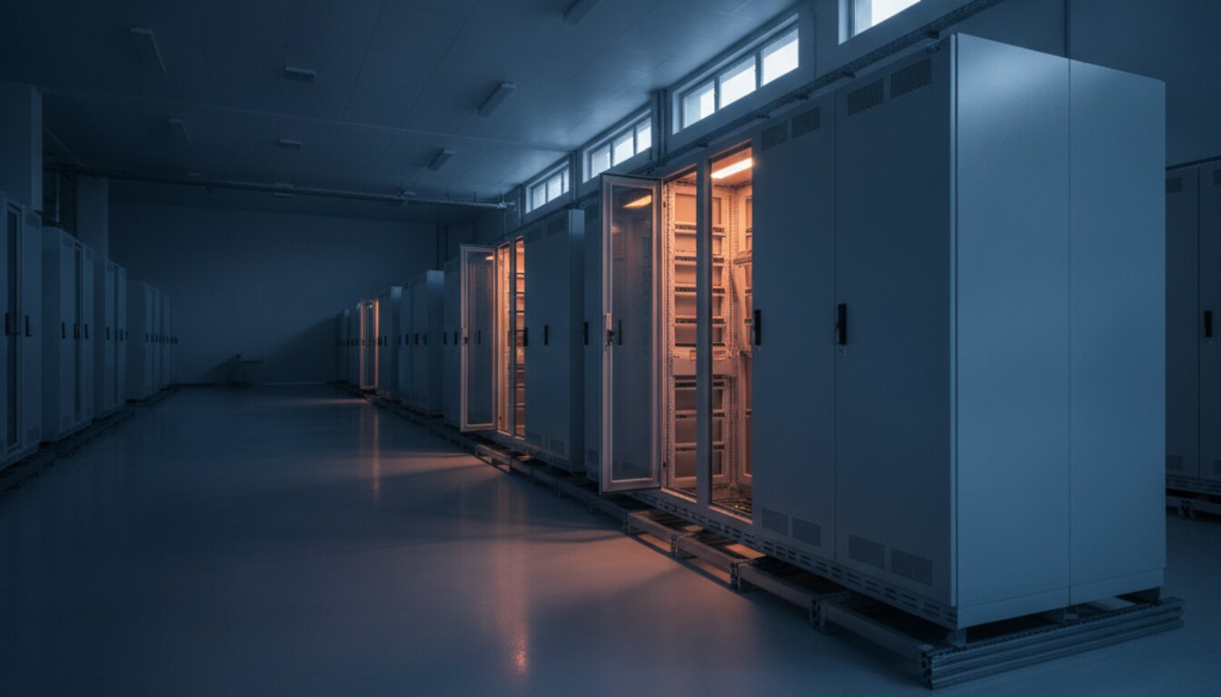 Technikraum zur blauen Stunde