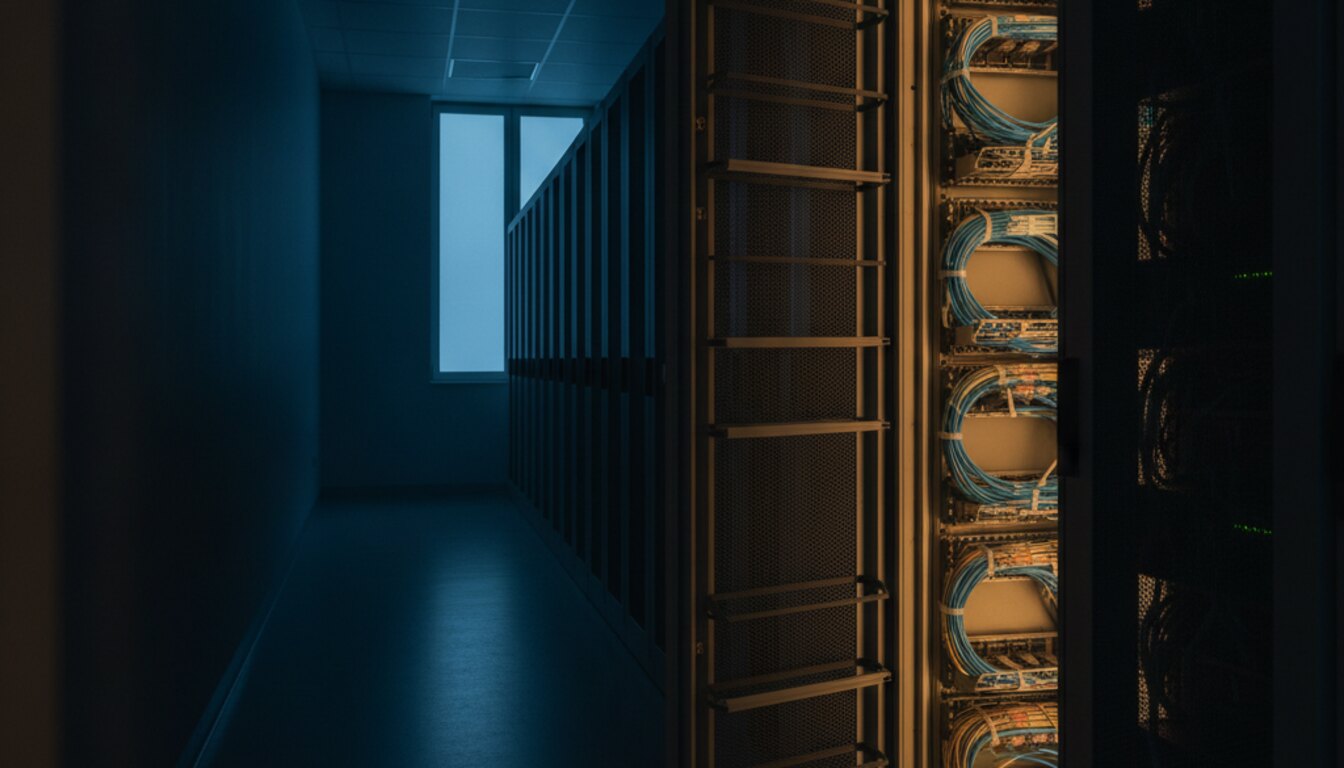 Technikraum zur blauen Stunde